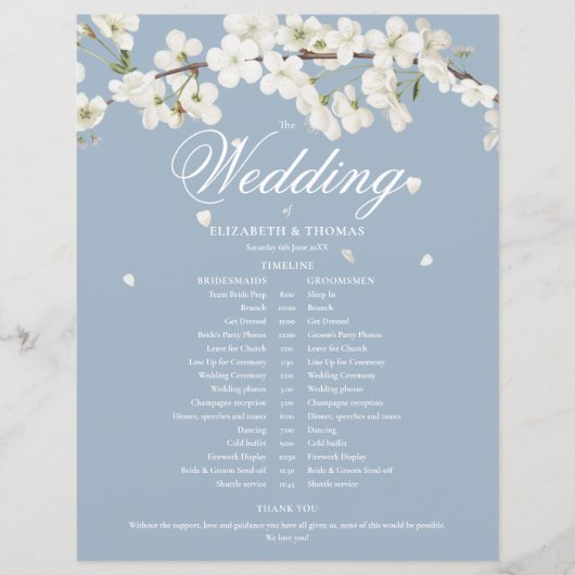 Tijdschema voor Blossom Stusty Blue Wedding (Voorkant)