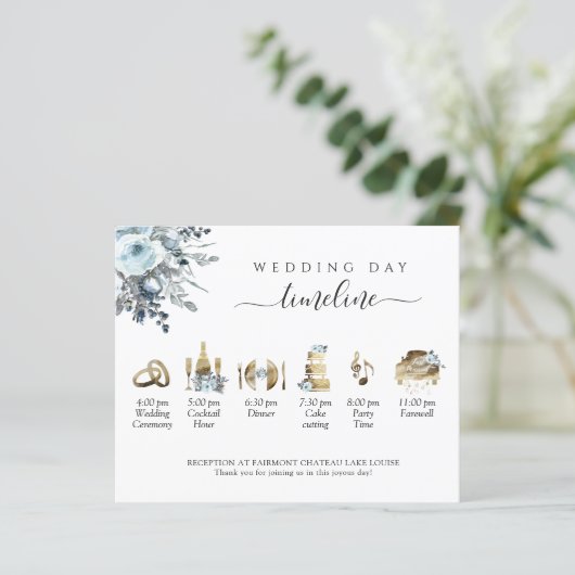 Tijdschema voor Elegant Blue Floral Wedding and Pr (Staand voorkant)