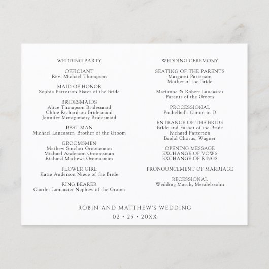 Tijdschema voor Elegant Blue Floral Wedding and Pr (Achterkant)