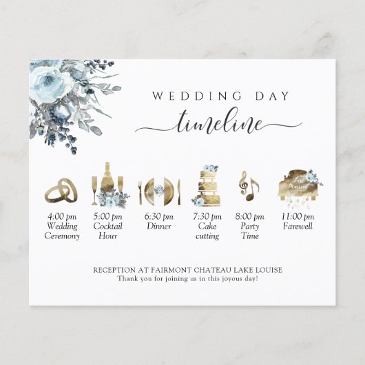 Tijdschema voor Elegant Blue Floral Wedding and Pr (Voorkant)