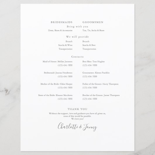 Tijdschema voor Elegant Script Photo Wedding Sched