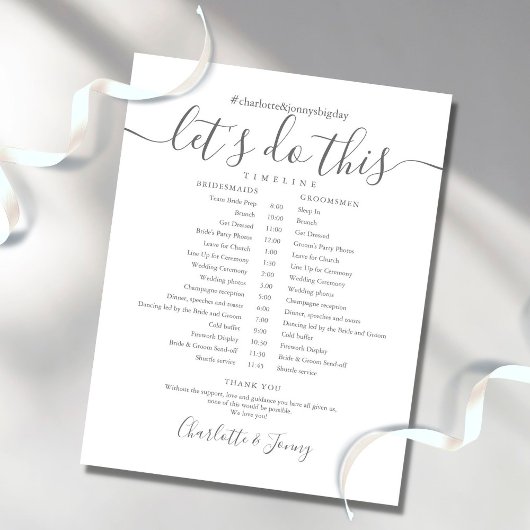 Tijdschema voor Elegant Script Wedding Schedule