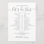 Tijdschema voor Elegant Script Wedding Schedule Programmakaart (Voorkant)