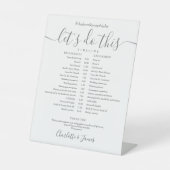 Tijdschema voor Elegant Script Wedding Schedule Reclamebord Met Voetstuk (Voorkant)