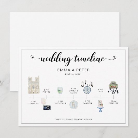 Tijdschema voor katholieke huwelijksdag (Voorkant / Achterkant)