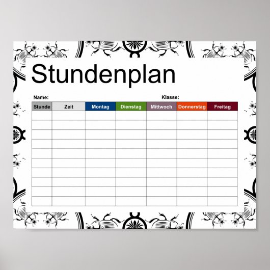 Tijdschema voor lijnpatroon tegel Scarab Poster (Voorkant)