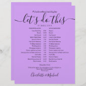 Tijdschema voor Lila bruiloft met legant Lavender (Voorkant / Achterkant)