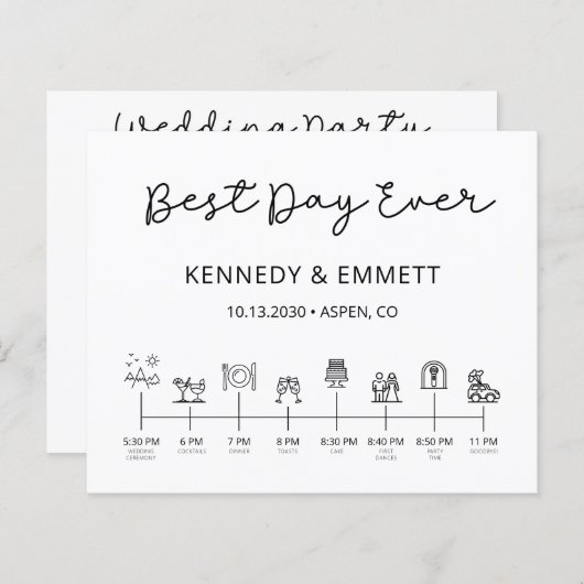 Tijdschema voor moderne huwelijksdag (Voorkant / Achterkant)