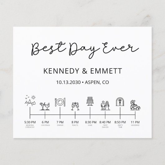 Tijdschema voor moderne huwelijksdag (Voorkant)