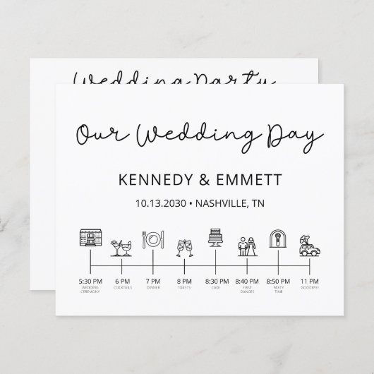 Tijdschema voor moderne huwelijksdag (Voorkant / Achterkant)