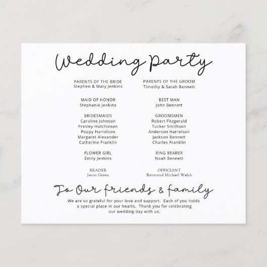 Tijdschema voor moderne huwelijksdag (Achterkant)