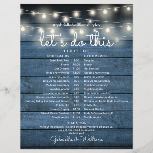 Tijdschema voor Rustic String Lights Wedding (Voorkant)