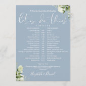 Tijdschema voor usty Blue Greenery Wedding Programmakaart (Voorkant)