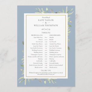 Tijdschema voor usty Blue Greenery Wedding Programmakaart