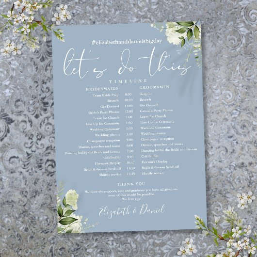 Tijdschema voor usty Blue Greenery Wedding Programmakaart