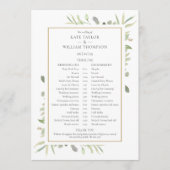 Tijdschema voor waterverf Greenery Wedding Programmakaart (Voorkant)