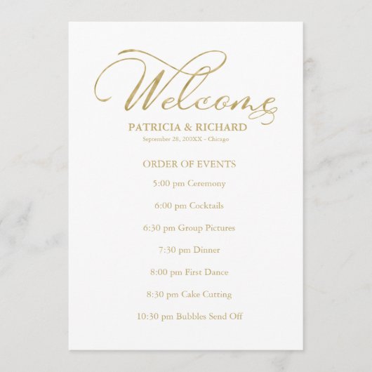 Tijdschema voor weduwenvolgorde van gebeurtenissen programmakaart (Voorkant)