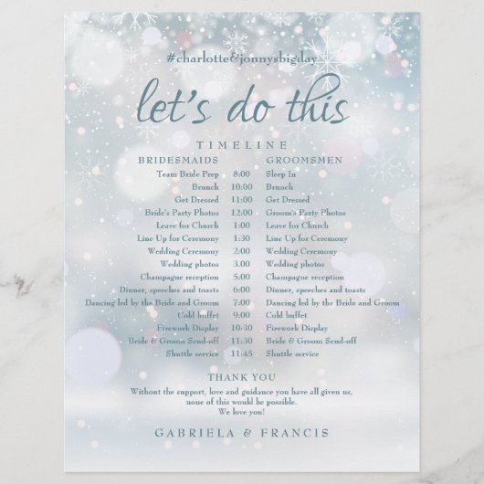 Tijdschema voor winterweddenschappen Snowflakes Wi (Voorkant)