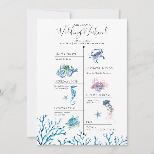 Tijdschema waterverf Beach Weddenschap Weekend (Voorkant)