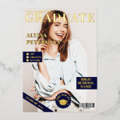 Tijdschrift bedekking 2 foto's blauw afstuderen go folie uitnodiging (Voorkant)