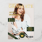 Tijdschrift bedekking 2 foto's groen afstuderen go folie uitnodiging (Voorkant)