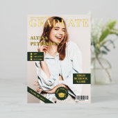 Tijdschrift bedekking 2 foto's groen afstuderen go folie uitnodiging (Staand Voorkant)