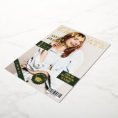 Tijdschrift bedekking 2 foto's groen afstuderen go folie uitnodiging (Gedraaid)