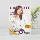 Tijdschrift bedekking 2 foto's paars trendy afstud aankondiging (Staand voorkant)