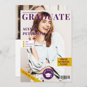 Tijdschrift bedekking 2 foto's paars trendy afstud aankondiging