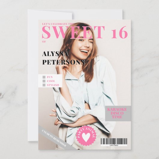 Tijdschrift bedekking 2 foto's roze trendy Sweet 1 Kaart (Voorkant)