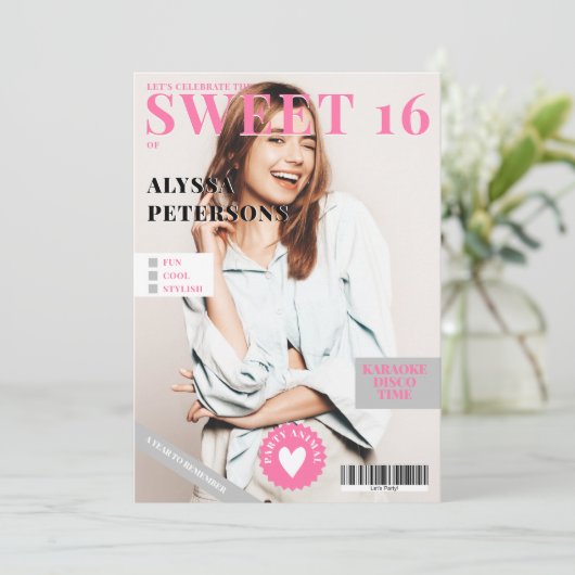 Tijdschrift bedekking 2 foto's roze trendy Sweet 1 Kaart (Staand voorkant)