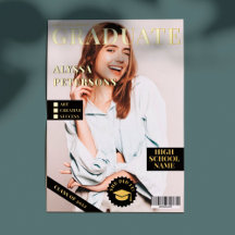 Tijdschrift bedekking 2 foto's zwart afstuderen go