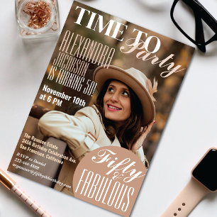 Tijdschrift Hoesje 50e Verjaardagsfeestuitnodiging Kaart