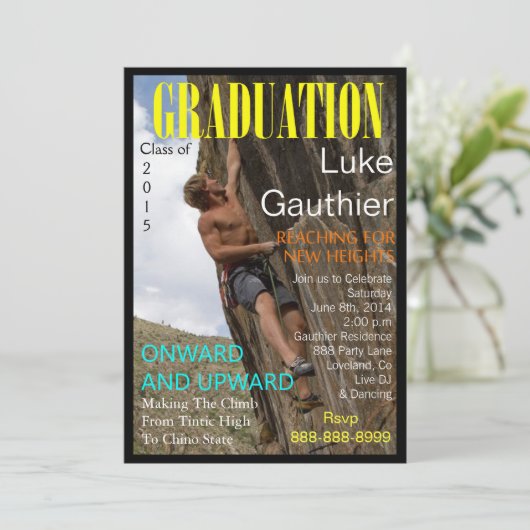 Tijdschrift Hoesje Afstuderen Uitnodiging (Staand voorkant)