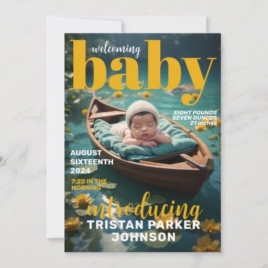 Tijdschrift Hoesje Bold Modern Birth Announcement Aankondiging (Voorkant)