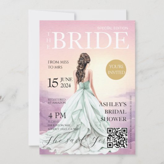 Tijdschrift Hoesje Bruidsdouche Uitnodiging (Voorkant)