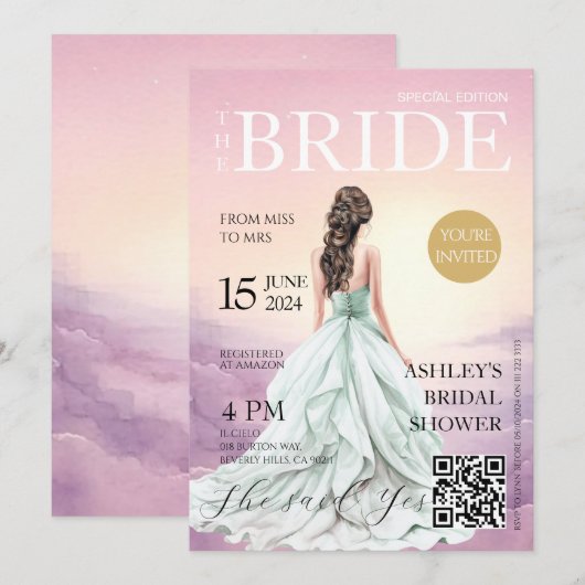 Tijdschrift Hoesje Bruidsdouche Uitnodiging (Voorkant / Achterkant)