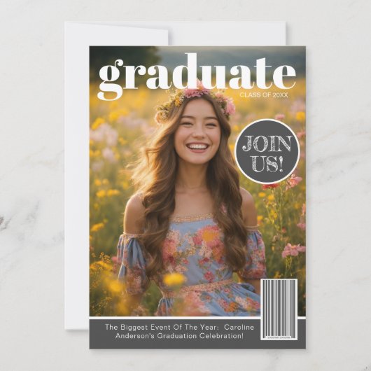 Tijdschrift Hoesje Foto Afstuderen Feestuitnodigin Kaart (Voorkant)