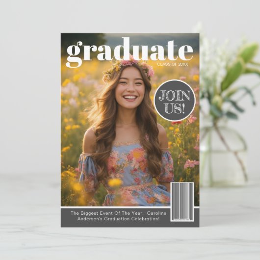 Tijdschrift Hoesje Foto Afstuderen Feestuitnodigin Kaart (Staand voorkant)