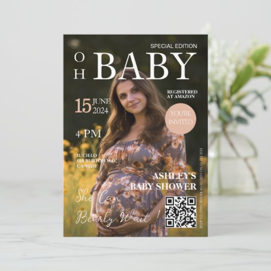 Tijdschrift Hoesje Foto Baby shower Uitnodiging (Staand voorkant)