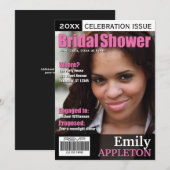 Tijdschrift Hoesje Fuchsia Bridal Shower Uitnodigi Kaart (Voorkant / Achterkant)