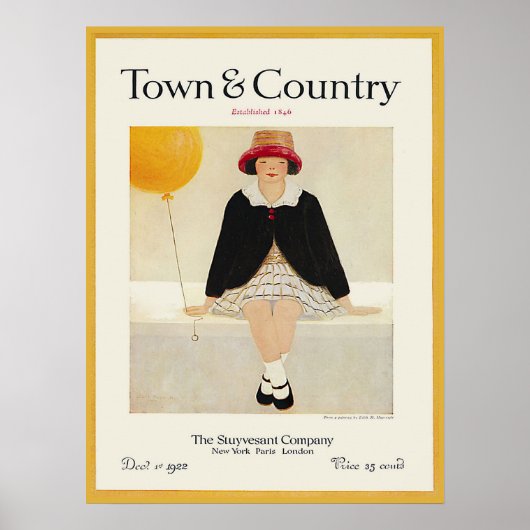  Tijdschrift Hoesje Geel ballonmeisje 1922 Poster (Voorkant)