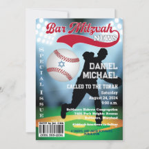 Tijdschrift Hoesje Honkbal Bar Mitzvah Uitnodiging