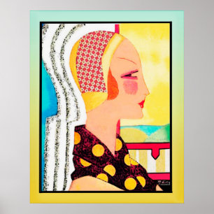  tijdschrift Hoesje Lady (Art Deco) Poster