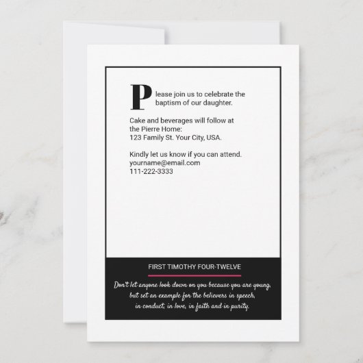 Tijdschrift Hoesje Tiener Doop Kaart (Achterkant)