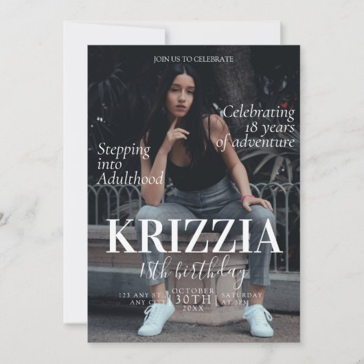 Tijdschrift Hoesje Verjaardagsuitnodiging Kaart (Voorkant)