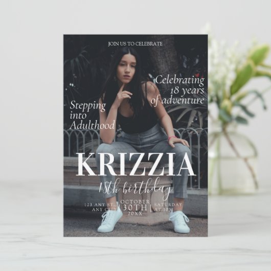 Tijdschrift Hoesje Verjaardagsuitnodiging Kaart (Staand voorkant)