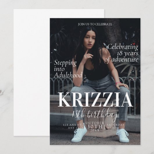 Tijdschrift Hoesje Verjaardagsuitnodiging Kaart (Voorkant / Achterkant)