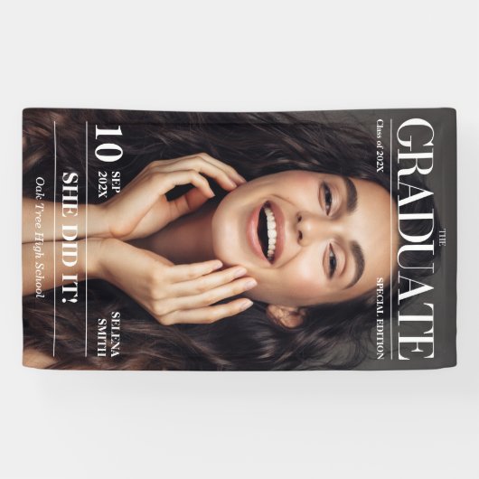 Tijdschrift krant Afstuderen Party Foto Spandoek (Horizontaal)