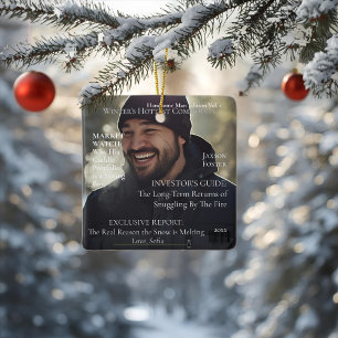 Tijdschrift man van de winter keramisch ornament